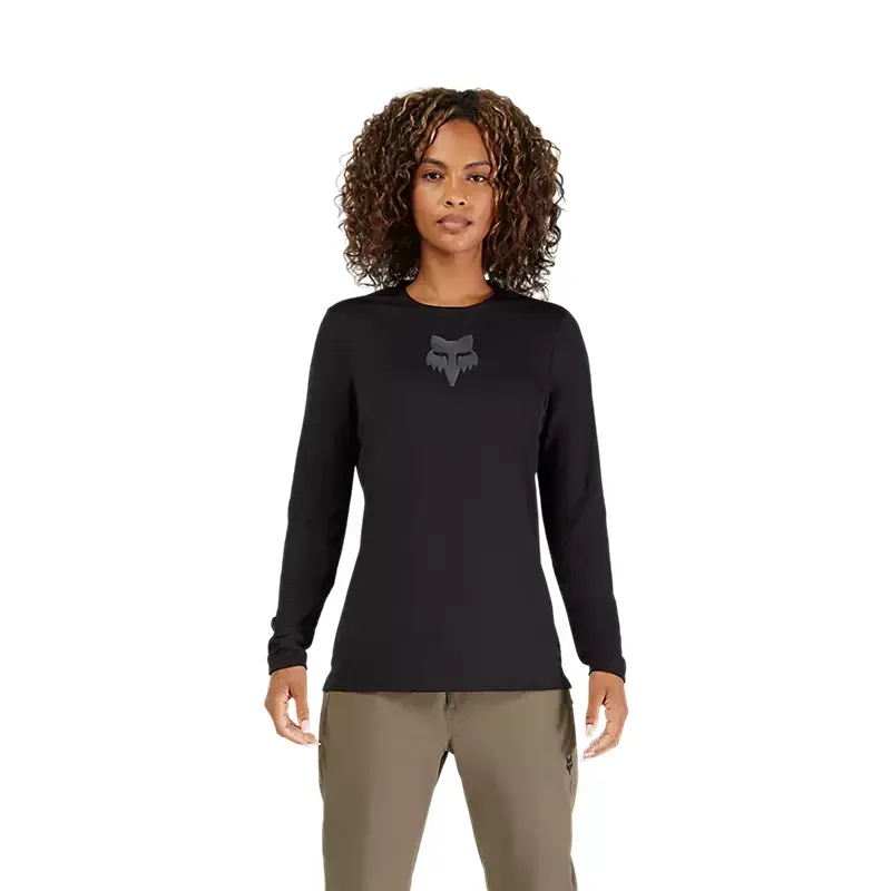 Fox Women's Ranger Fox Head Long Sleeve Jersey in Black-2