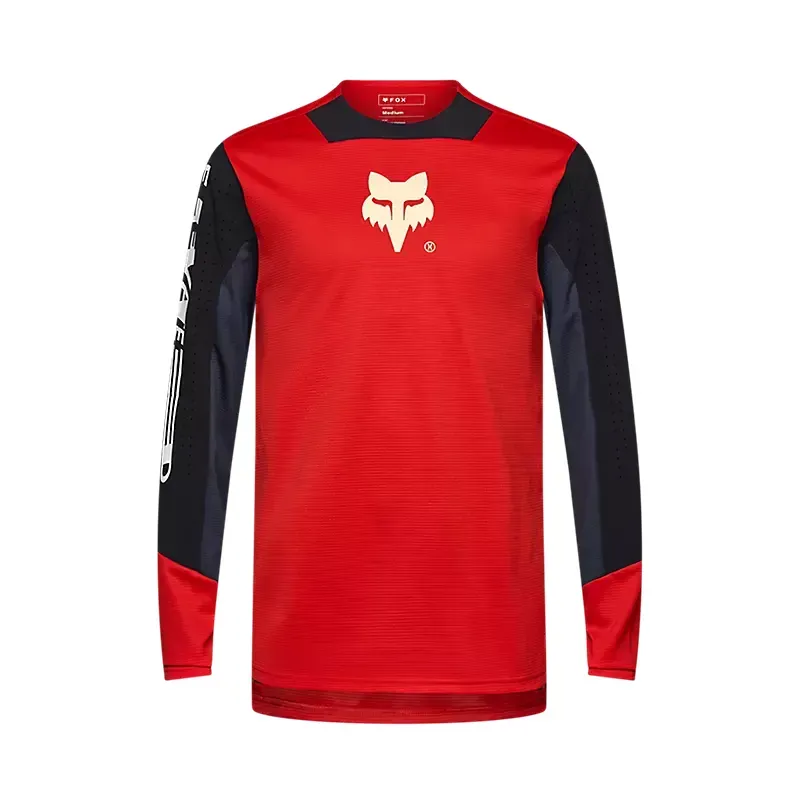 Fox Defend Elevated Long Sleeve Jersey in Fluorescent Red
