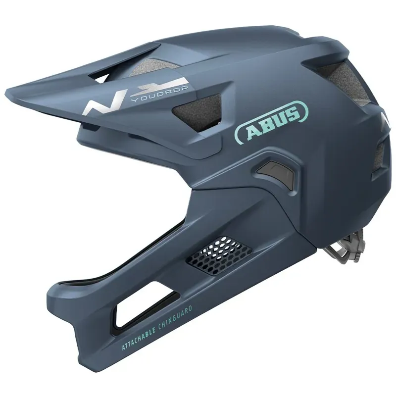 ABUS YouDrop FF Kids Full Face MTB Helmet In Midnight 48- 55cm BLUE 48-55cm