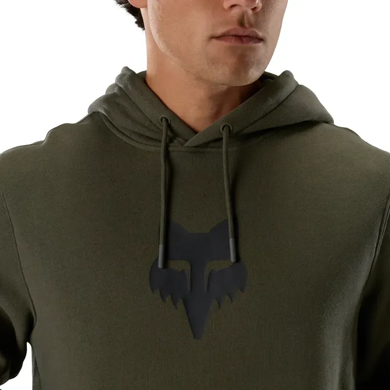 Fox Head Pullover Hoodie in Olive Green-4