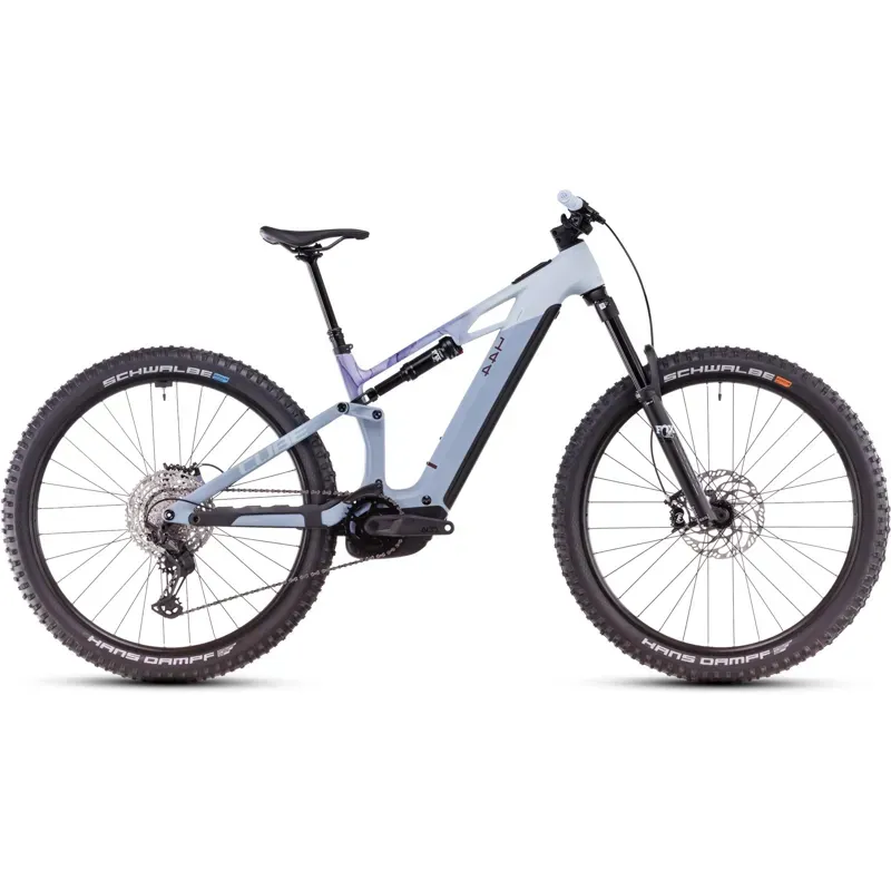 Cube Stereo Hybrid One44 E-MTB in Pigeon Blue with Frame Artwork