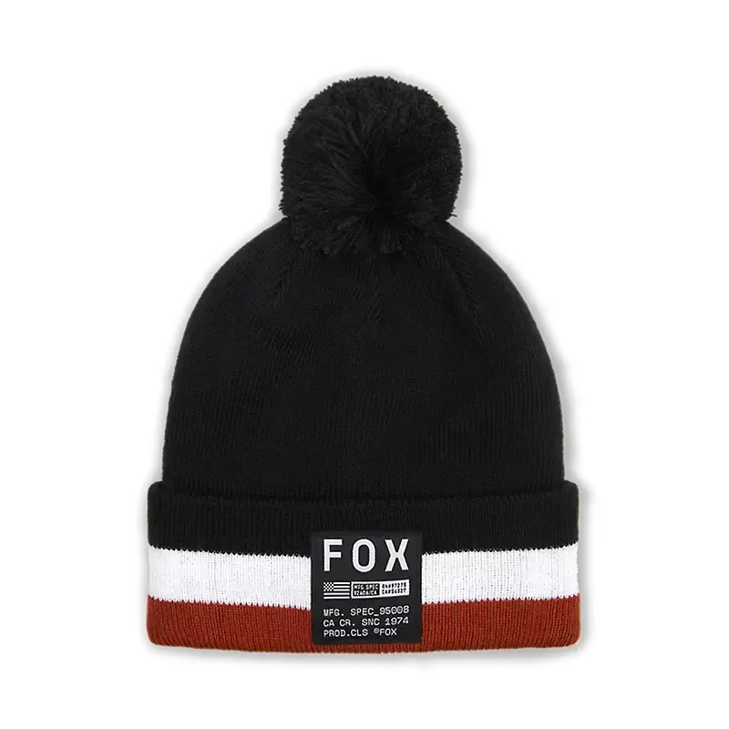 Fox Fracture Pom Beanie in Black