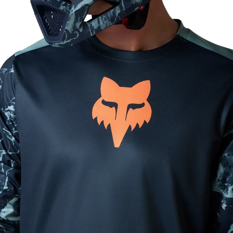 Fox Youth Ranger Image Print Long Sleeve Jersey in Arctic Blue-4