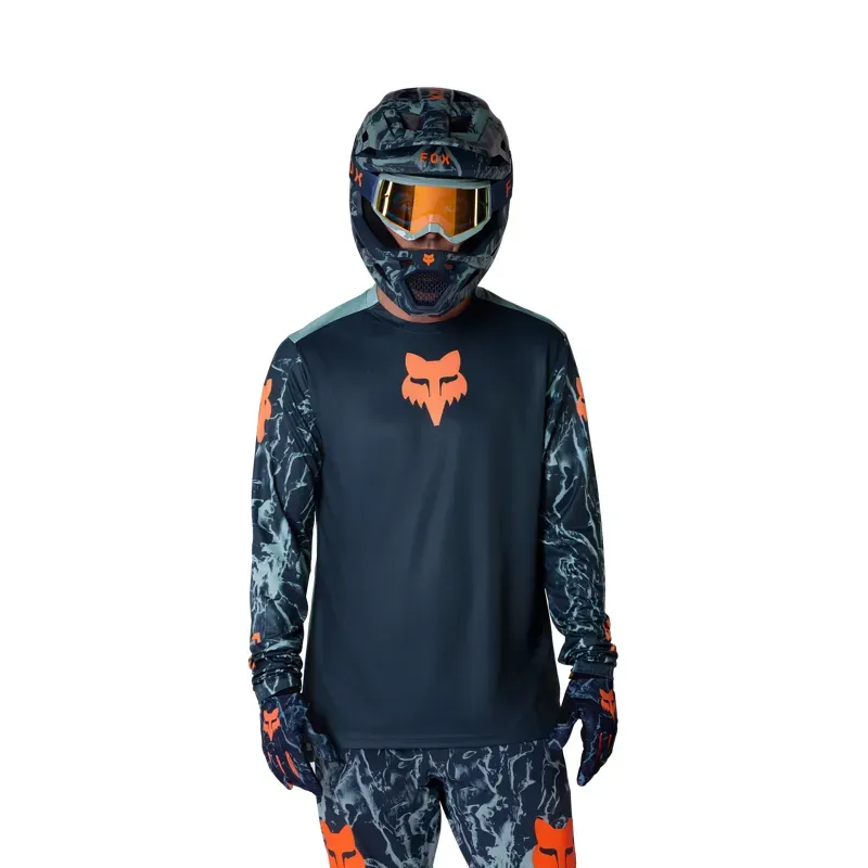 Fox Youth Ranger Image Print Long Sleeve Jersey in Arctic Blue-2