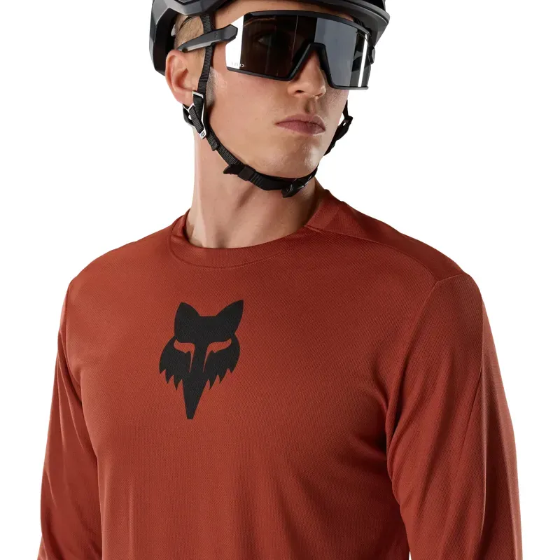 Fox Ranger Fox Head Long Sleeve Jersey in Amber Scarlet-4