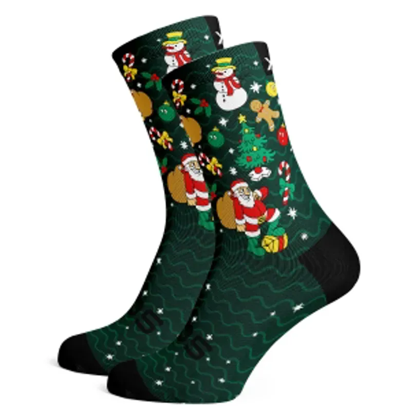 NI - Sox Footwear Santa and Friends Premium Crew Socks Large in Green