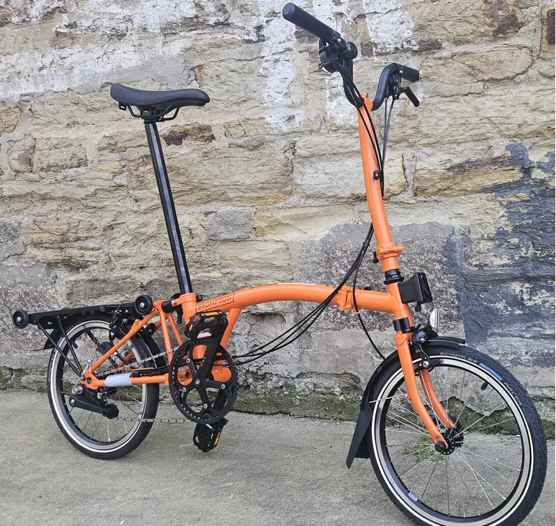 Brompton C Line 6 Speed Explore High Bar With Roller Frame in Sunset Orange - Folding Bike-2