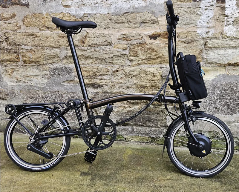 Brompton Electric C Line 6 Speed Mid Bar With Roller Frame in Factory Raw - Electric Folding Bike-1