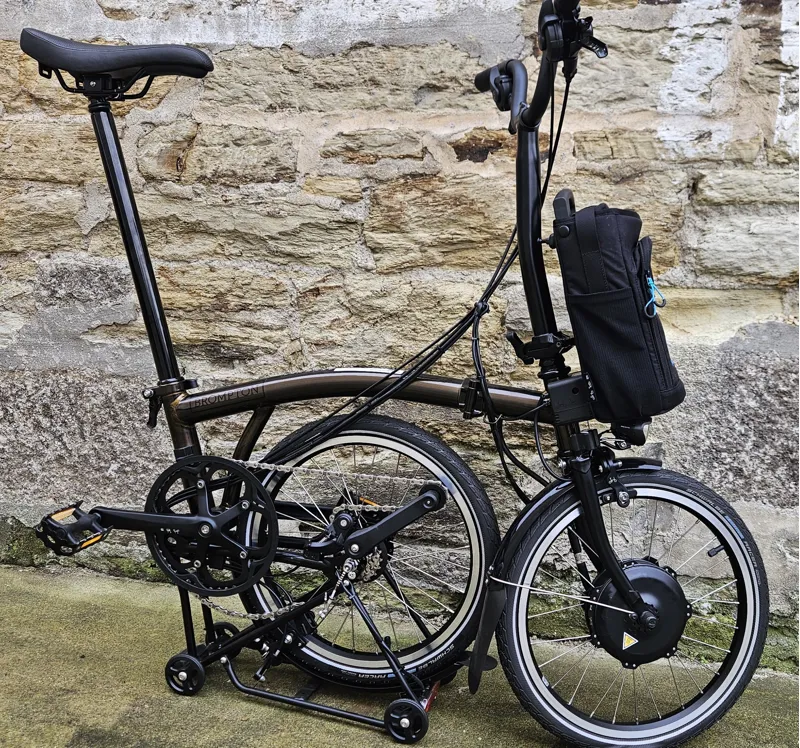 Brompton Electric C Line 6 Speed Mid Bar With Roller Frame in Factory Raw - Electric Folding Bike-2