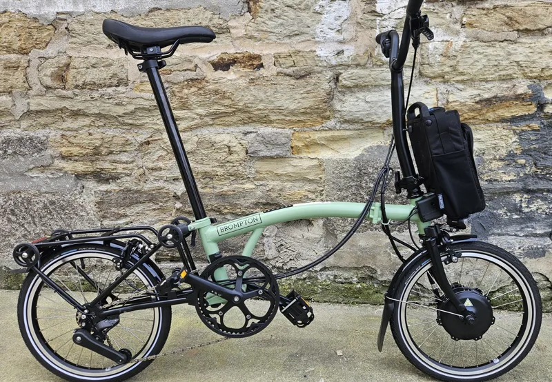 Brompton Electric C Line 6 Speed High Bar With Roller Frame in Matcha Green - Electric Folding Bike-1