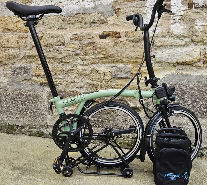 Brompton Electric C Line 4 Speed Mid Bar With Roller Frame in Matcha Green - Electric Folding Bike-3