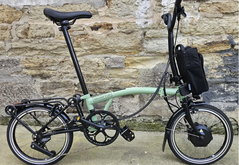 Brompton Electric C Line 4 Speed Mid Bar With Roller Frame in Matcha Green - Electric Folding Bike-1