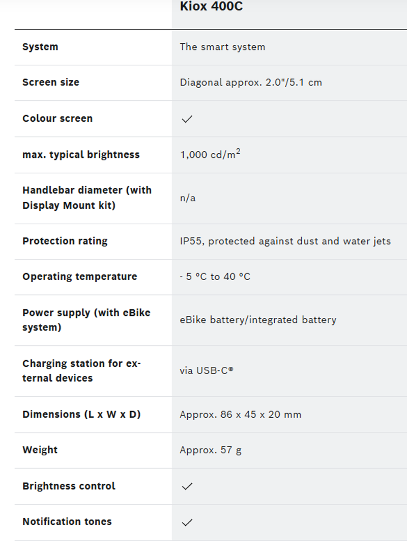 Bosch Kiox 400C Smart System eBike Display BRC3200 Bike Computer-2