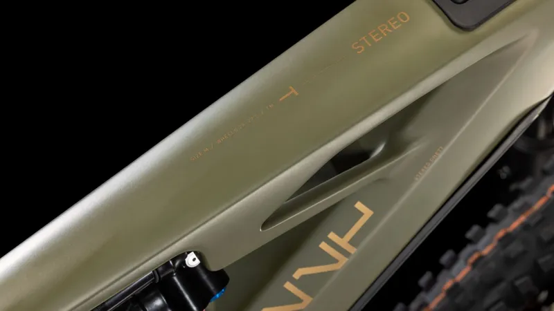 Cube Stereo Hybrid One77 HPC TM eMountain Bike in Dusty Olive/Gold-2