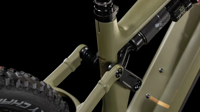 Cube Stereo Hybrid One77 HPC TM eMountain Bike in Dusty Olive/Gold-3