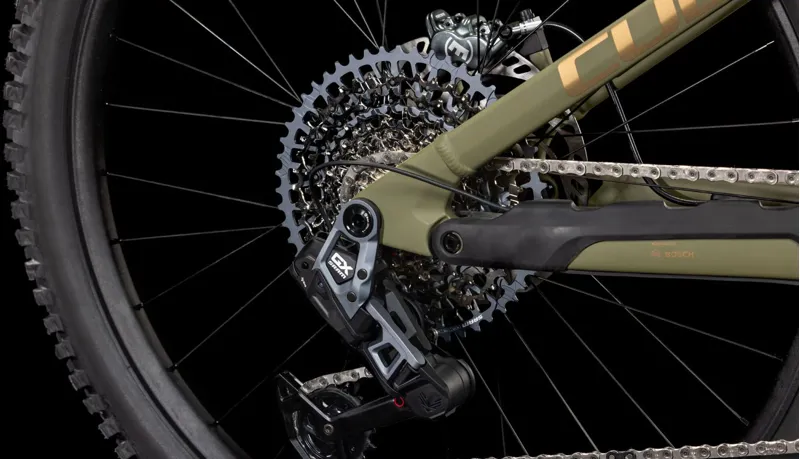 Cube Stereo Hybrid One77 HPC TM eMountain Bike in Dusty Olive/Gold-5