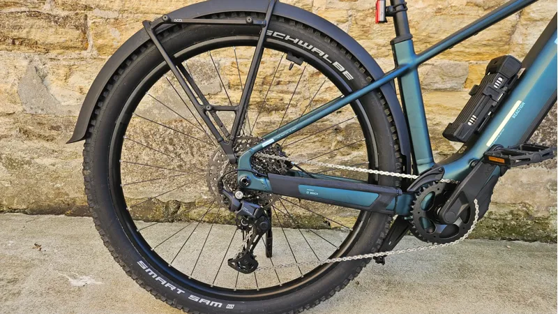 Cube Reaction One 600Wh Electric MTB in Blue with mudguards kickstand lock and Bosch cycle computer - Second Hand-2
