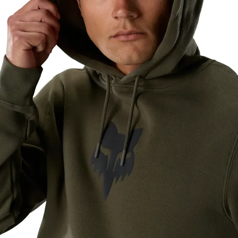 Fox Head Pullover Hoodie in Olive Green-5