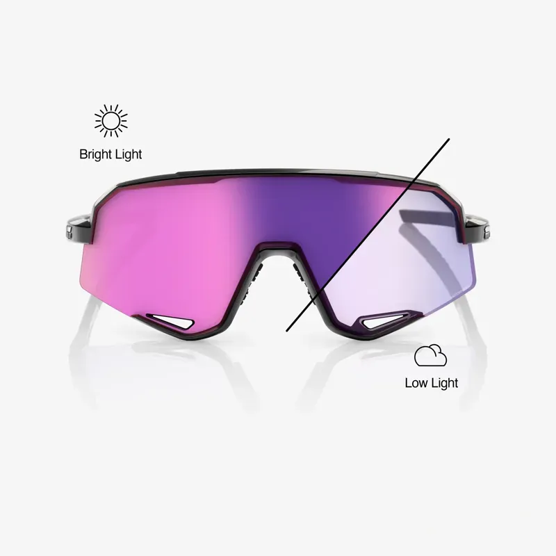 100% Slendale Purple Mirror Photochromic Lens Sunglasses in Gloss Black-1