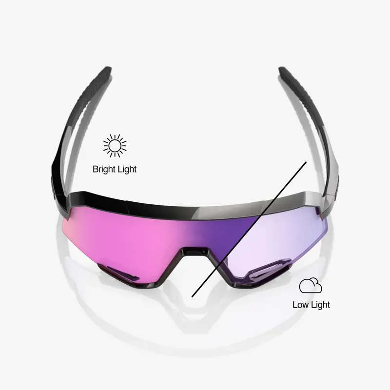 100% Slendale Purple Mirror Photochromic Lens Sunglasses in Gloss Black-3