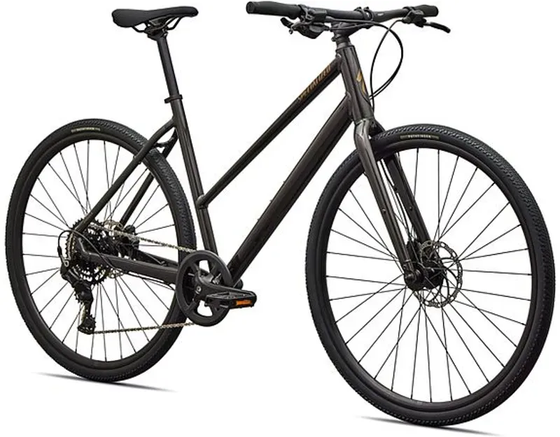 Specialized Sirrus X 2.0 Step-Through Hybrid Bike in Obsidian/Burnt Gold Frost-1