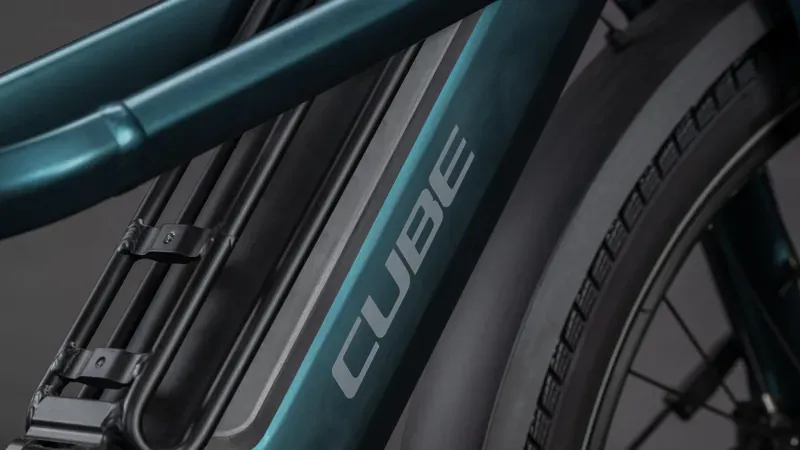 Cube Longtail Hybrid Family 800wH eCargo Bike in Royal Green/Black - 2026-3