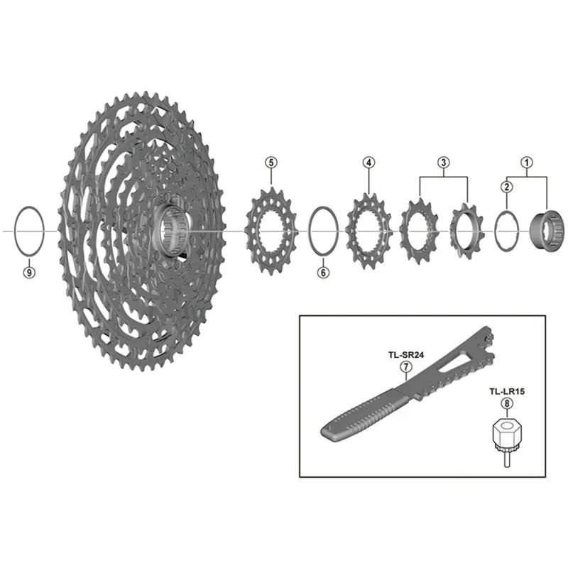 Shimano CSM9100 Cassette Kit 10T 12T Silver 