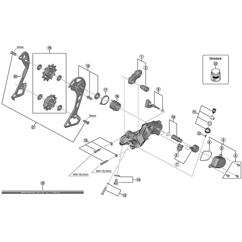 Shimano RDR8000 Ultegra/GRX Pulley Set Black/ Silver one size-1