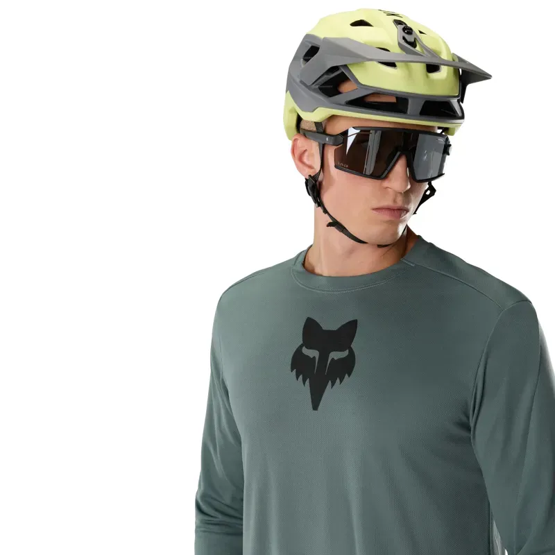 Fox Ranger Fox Head Long Sleeve Jersey in Sage Green-4